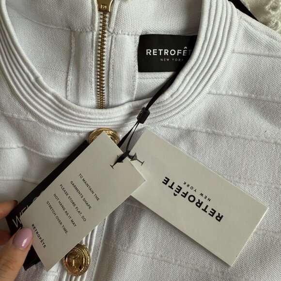 NWT Retrofête Laurel Bandage Knit Mini Dress Optic White Button Down Sleeveless - Picture 4 of 9